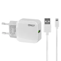 Fonte Carregador Only MOD02 - USB - com Cabo Lightning - Branco