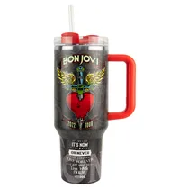Copo Térmico Weedoo Bon Jovi - 1.2L - com Canudo - Preto e Vermelho