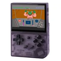 Consola Game Portatil Anbernic Gameboy Switch RG35XX / Recarregável / PS1/ PS2/ PSP / 3.5" / 64GB - Roxo