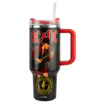 Copo Térmico Weedoo Ac/DC Angus Young - 1.2L - com Canudo - Preto e Vermelho