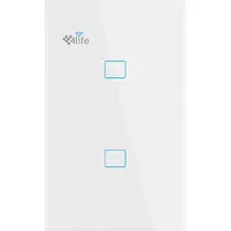 Interruptor de Parede Smart 4LIFE FLT2SWW Wall 2 Gang Wi-Fi - White