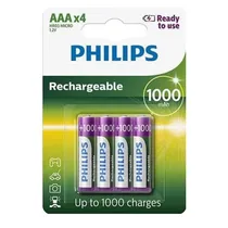 Pilha Recarregável Philips AAA 2500 Mah - Pacote com 4 (R03B4RTU10)