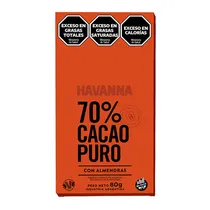Barra Chocolate Havanna 70% Cacau com Amêndoas 80G