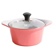 Cacerola de Salsa de Ceramica Ecoramic com Tampa 20CM Rosa