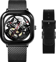 Relogio Masculino Ciga Design Z011-BLBL-W13 Skeleton Mechanical Watch Full Hollow Black