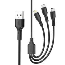 Cabo Xo NB230 USB-A/Lightning/Type-C/Microusb 3 Em 1 - Preto