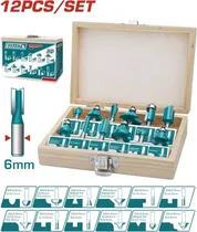 Kit de Ferramentas Router Bits 6MM Total TACSR0121 (12 Pçs)