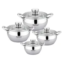 Set de Ollas Haus Roland HR113-4 de Acero Inoxidable 8 Piezas