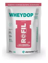 Elemento Puro Refil Wheydop 3W Morango c/ Leite Condensado 900G Plastico Rojo