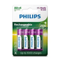 Pilha Recarregável Philips AA 2500 Mah - Pacote com 4 (R6B4RTU25/97)