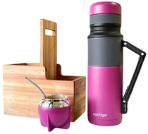 Combo Matero Contigo Garrafa Térmica 1.1L + Cuia + Bomba - Fucsia