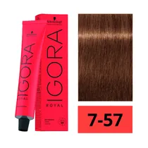Crema de Coloración Schwarzkopf Igora Royal 7-57 Rubio Medio Dorado Cobrizo 60GR