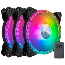 Cooler Fan de Gabinete Kit com 3, Cooler Master Masterfan MF120 Prismatic MFY-B2DN-203PA-R1, 12 X 12, Argb 3-Pinos/PWM 4-Pinos, 120MM, com Controlador, Preto