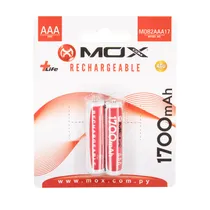 Pilha Mox 1700 - AAA - 1700MAH - 2 Unidades - Recarregável