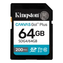 Cartao de Memoria SD Kingston Canvas Go Plus C10 U3 V30 A2 64GB - SDG4/64GB