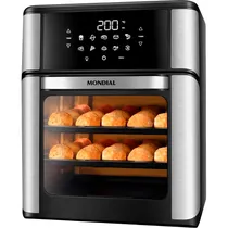 Fritadeira Air Fryer + Forno Mondial AFO-12L-Bi Oven 2200 W 110V - Preto/Prata