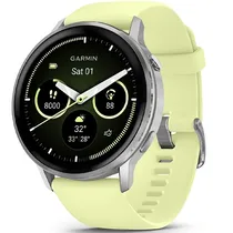 Relogio Garmin Venu 4 010-03014-02 45MM com GPS/Wi-Fi - Prata/Verde Claro (Anatel)