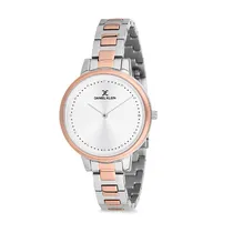 Relógio Analógico Feminino Daniel Klein Premium DK12053-4 - Prata e Rosa Ouro