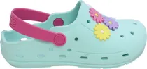 Sandália Crocs Infantil Pé com Pé 55678-1611 - Verde Água/Rosa
