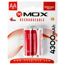 Pilha Recargável Mox AA MO-B2AA43 2 Unidades 4300MAH