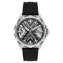 Relogio Analógico Masculino Daniel Klein DK.1.14017-1 Skeleton / Pulseira de Silicone - Preto/Prata