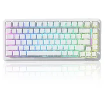 Teclado Game Magnetico Sem Fio 75% Attack Shark X82 Pro He, Tri-Modes, USB-A/USB-C/Bluetooth/Wifi 2.4GHZ, RGB, Inglês, White Contour Line