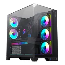 Gabinete Gamer, Aquario, Gamemax Infinity Plus, Mid Tower, ATX, Topo, Frontal e Lateral Vidro Temperado, Sem Fans, Preto