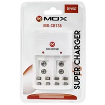 Carregador de Pilha Mox MO-CB738 AA / AAA / 9V - Branco