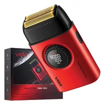 Barbeador Eletrico Voyager VGR V-378 / 9000RPM / Recarregável - Preto/Vermelho