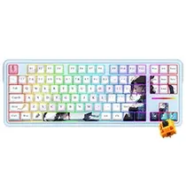 Teclado Gamer Mecânico Redragon K728AK-RGB-Pro Antonium Pro Wireless / RGB / Inglês - Azul