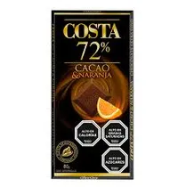 Costa Chocolate Cacao 72% Naranja 80GR