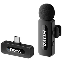 Microfone Sem Fio para Smartphone Boya BY-V10 com USB-C - Preto