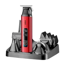 Máquina de Cortar Cabelo VGR V-117 - 14 Em 1 - Recarregável - Vermelho