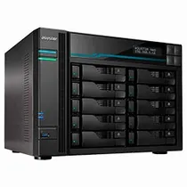 Servidor Nas Storage Asustor AS6510T LOCKERSTOR10 Intel Atom C3538 de 2.1GHZ / 8GB de Ram / 10 Baias / USB 3.2 / Lan - Preto