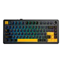 Teclado Aula F75 RGB Meca. Wireless c/Cabo Black Black+Dark Blue +Orange