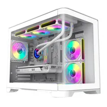 Gabinete Gamer, Aquario, Gamemax Hype-M, Midi Tower, Argb, M-ATX, Frontal e Lateral Vidro Temperado, 3X Fans, Branco 120MM Argb