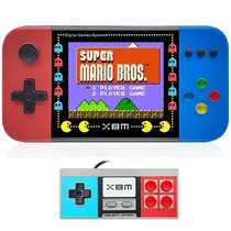 Console Portátil Game Box X8M de 3.5" com 500 Jogos + Controle - Vermelho/Azul (Inglês/Chinês/Espanhol)