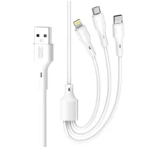 Cabo Xo NB230 USB-A/Lightning/Type-C/Microusb 3 Em 1 - Branco