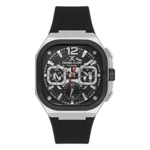 Relogio Analógico Masculino Daniel Klein DK.1.14008-1 Exclusive Gent / Pulseira de Silicone - Preto/Prata