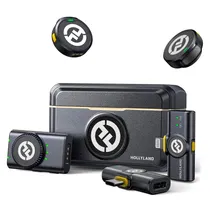 Microfone Lapela Hollyland Lark M2 Combo USB-C e Lighting Sem Fio para Smartphone - Preto