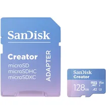 Cartão de Memória Micro SD Sandisk Creator 190-130 MB/s Uhs-I U3 V30 4K 128 GB (SDSQXAA-128G-GN6MS)