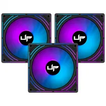 Cooler Fan de Gabinete Kit com 3, Up Gamer Rainbow, Argb 5V, 120MM, Con Controle, Preto