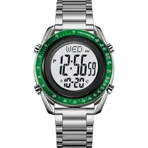 Relógio Masculino Digital Skmei 2145 Sinal Prata Verde