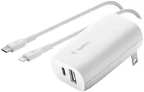 Carregador de Tomada Belkin WCB007DQ1MWH-B5 USB-C/USB-A Con PPS + Cable USB-C/Lightning