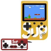 Console Portátil Game Box Sup 400 In 1 de 3" com 400 Jogos - Amarelo + Controle (Inglês/Chinês)