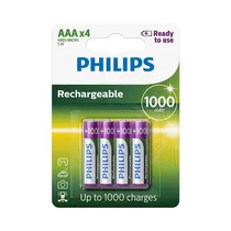 Pilha Recargables Philips AAA 1000MAH 4 Piezas
