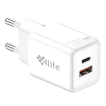 Carregador de Parede 4LIFE 30W Ganmaster Series (FL9530ACGW) 1XUSB-C / USB-A / 100-240V ~ 50/60HZ - Branco