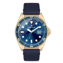 Relogio Analógico Masculino Daniel Klein DK.1.12665-6 Premium Gents / Pulseira de Couro Genuino - Azul/Dourado