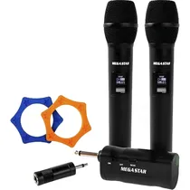 Kit de Microfone Mega Star MIC2208 Sem Fio - Preto 2 Peças