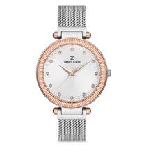 Relógio Analógico Feminino Daniel Klein DK.1.12709-4 Premium Ladies / Pulseira de Malha - Prata/Rose Gold